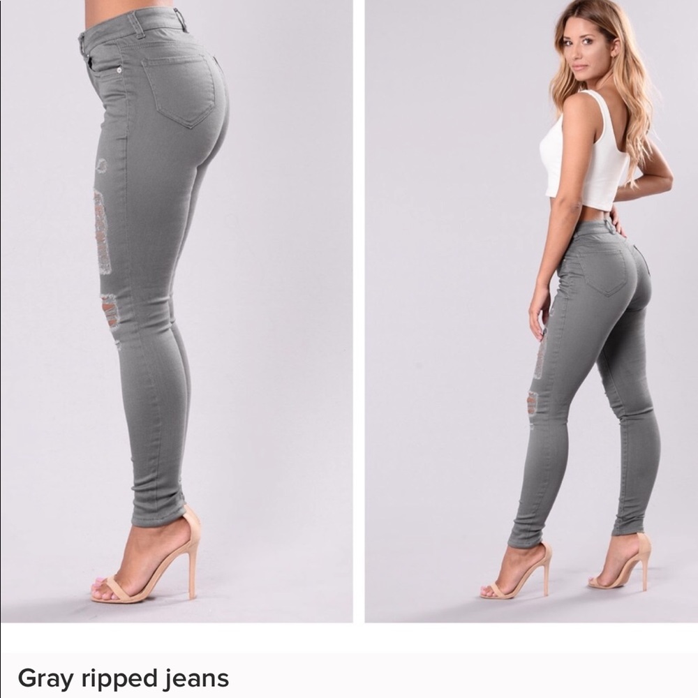 Fashion Nova Gray ripped jeans